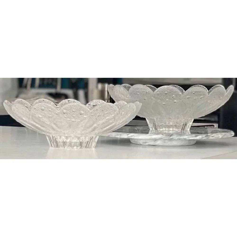 Vintage 1980s Lausitzer Germany Leaded 10” MEDIA Crystal Footed Bowls-Set of 2